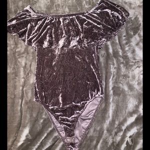 Velvet gray body suit